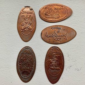 Set of 5 Disneyland Collectable Pressed Pennies